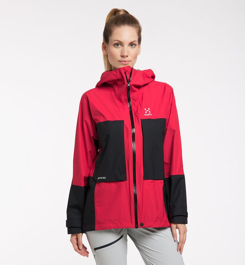 Haglöfs Roc Spire GTX Ski Jacket Red/Black For Womens QSFIX8450 Australia